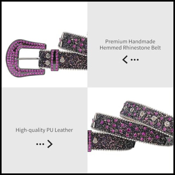 Shinning Rhinestone Star PU Leather Belt for Men Women Western Punk Y2k main image 4
